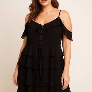 City Chic Black Ruffled Camisole